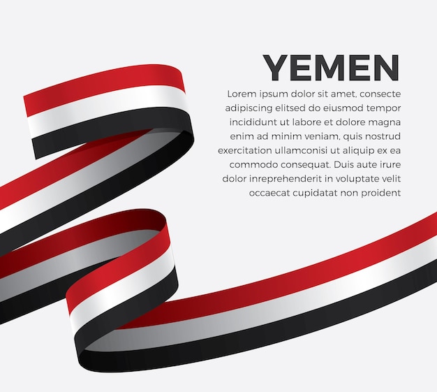 Yemen ribbon flag, vector illustration on a white background