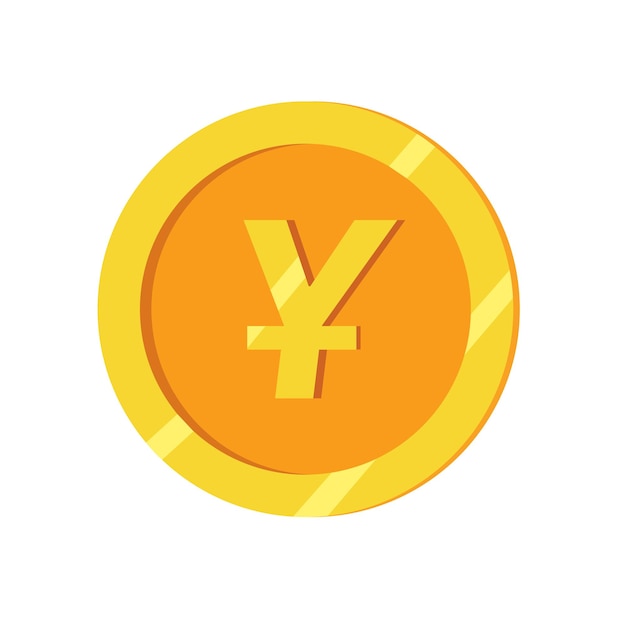 Yen of yuan gouden munt. Yen symbool goud geïsoleerd op wit plat ontwerp CNY JPY vector symbool