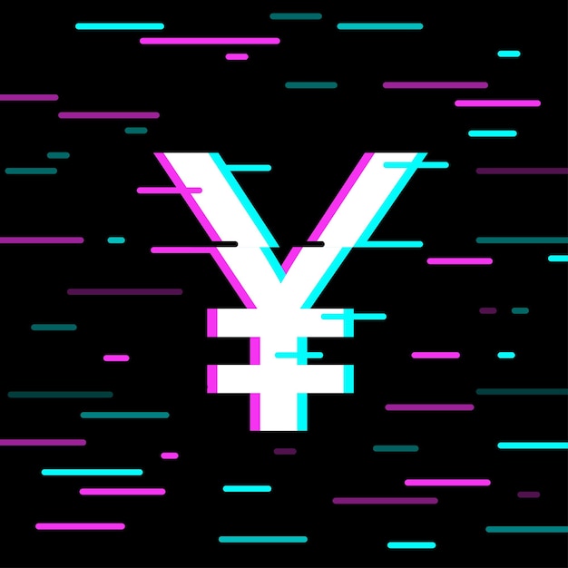 Yen-teken in glitch-stijl