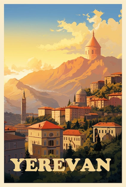 Vector yerevan retro poster