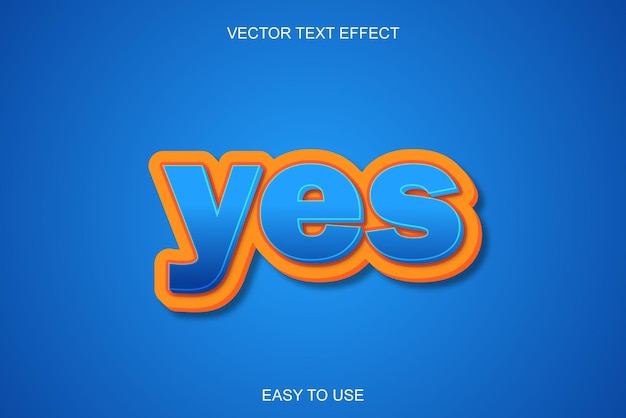 yes blue color 3D vector text effect fully editable high quality