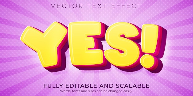 Yes cartoon text effect, editable comic and funny text style