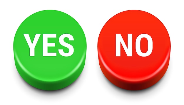 Vector yes and no answer green and red buttons choice decision concept vector illustration