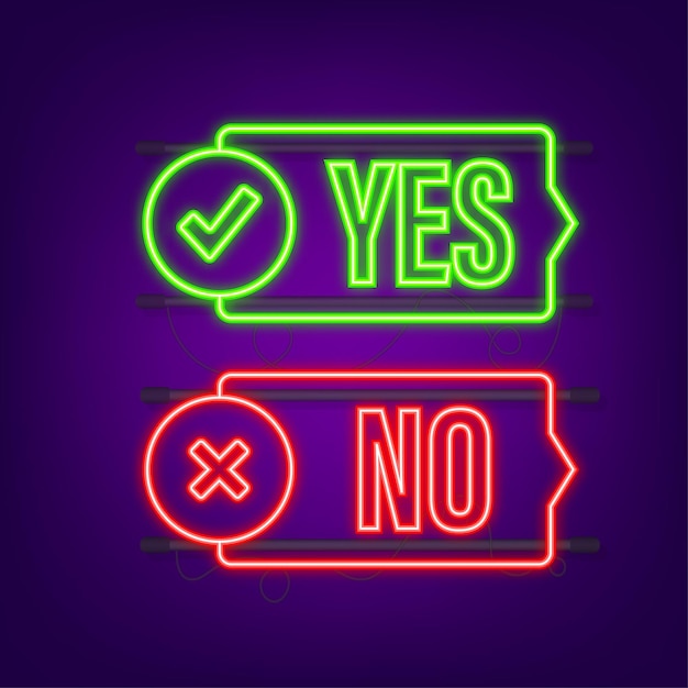 Yes and no button feedback concept positive feedback concept choice button neon icon