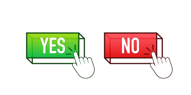 Yes and no button with coursor. feedback concept. positive feedback concept. choice button icon. vector stock illustration.