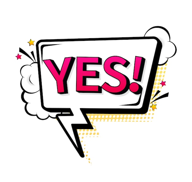yes sign illustration with megaphone pop style cartoon icon on color backdrop vector background