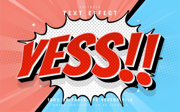 Vector yes text, comic text effect