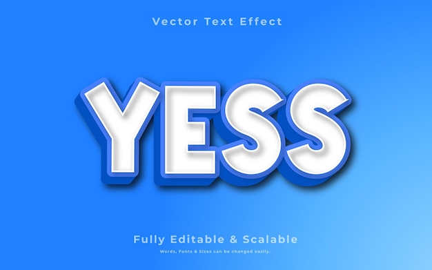 Vector yes text editable text effect