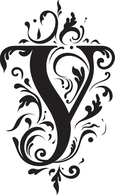 Vettore yesteryear script retro letter y decor vector yin yang patterns balanced font y vector