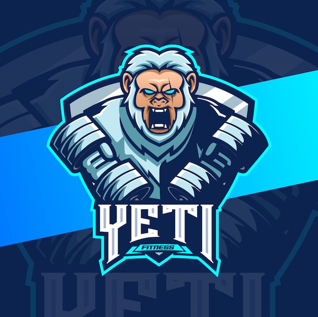 Yeti fitness bodybuilding mascotte esport logo ontwerp