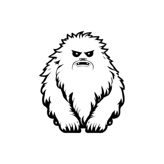 Vettore icona yeti disegno a mano colore nero logo invernale elemento vettoriale e simbolo