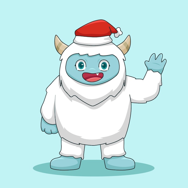 Vector yeti kerstkarakter met een kersthoed illustratie