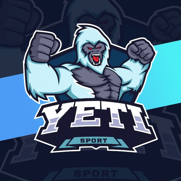 Vettore disegno logo yeti mascotte esport