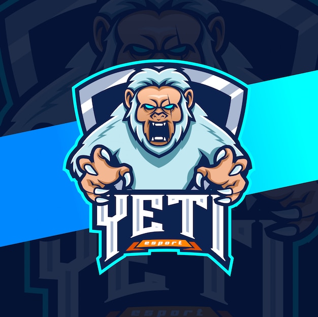 Vector yeti mascot esport logo design