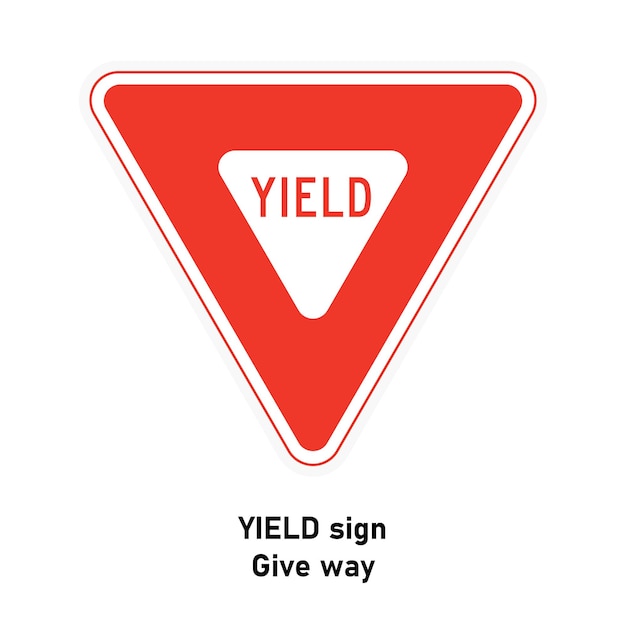 Vector yield road sign traffic sign on white background
