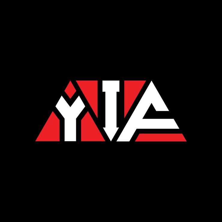 Vector yif 三角形字母標誌設計,三角形形狀 yif三角形標誌設計 單字符 yif 三角形矢量標誌模板,紅色 yif 三邊形標誌 簡單 優雅和豪華 yif 標誌