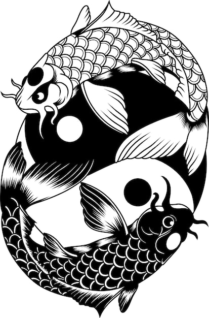 yin en yang koi zwart-wit afbeelding
