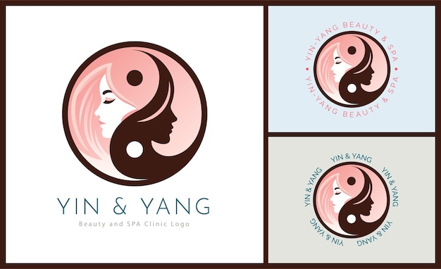 Yin en Yang vrouw gezicht schoonheid esthetiek luxe salon spa logo sjabloon ontwerp voor merk of bedrijf