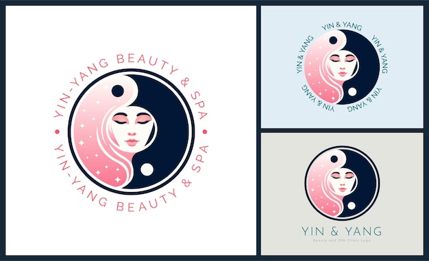 Yin en Yang vrouw gezicht schoonheid esthetiek salon spa logo sjabloon ontwerp voor merk of bedrijf