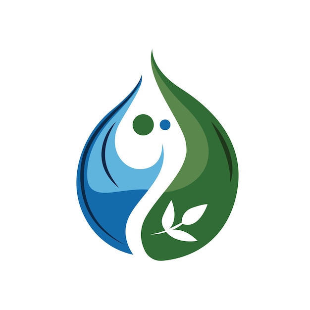 Символ Инь Янь в форме капли воды Абстрактная концепция дизайна логотипа капли Эко натуральная наклейка