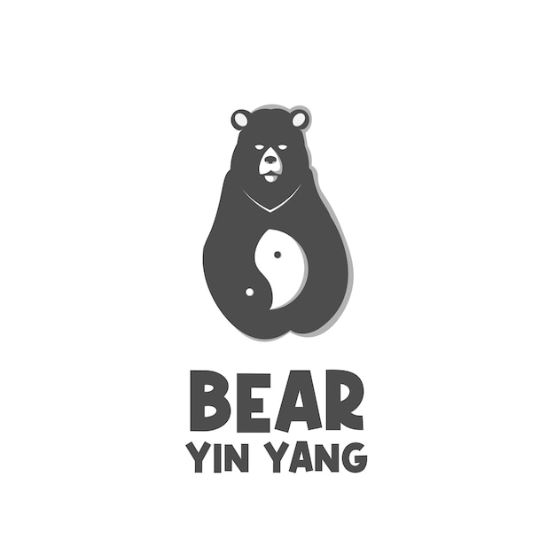 Yin Yang Beer Zwart-wit Illustratie Logo