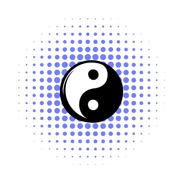 Yin yang comics icon on a white background