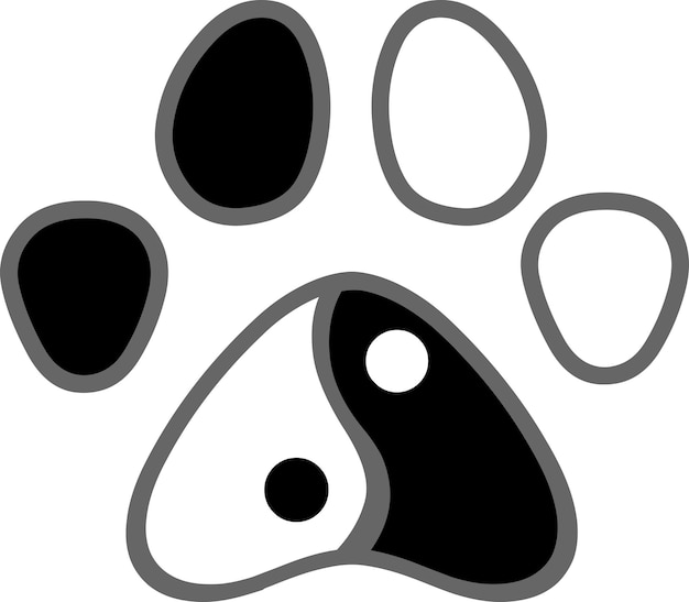 陰陽犬または猫の足の印刷ロゴデザインベクトルバージョン