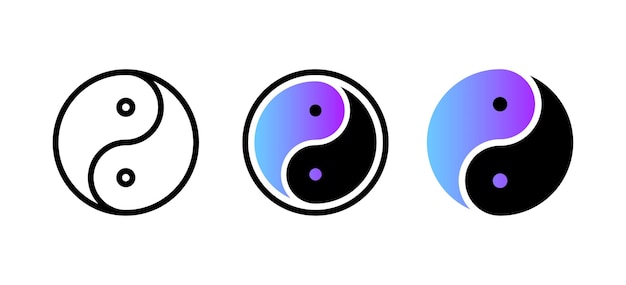 Yin Yang Flat color Yin Yang in different styles Vector icons