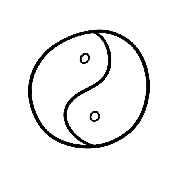 Yin yang icon doodle linear cartoon coloring book