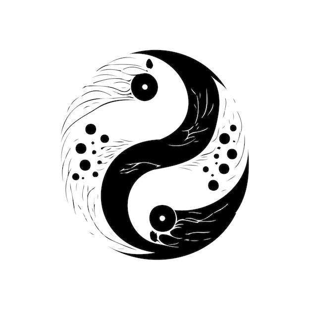 Vettore yin yang icon hand draw colore nero elemento vettoriale e simbolo del logo della giornata internazionale dello yoga