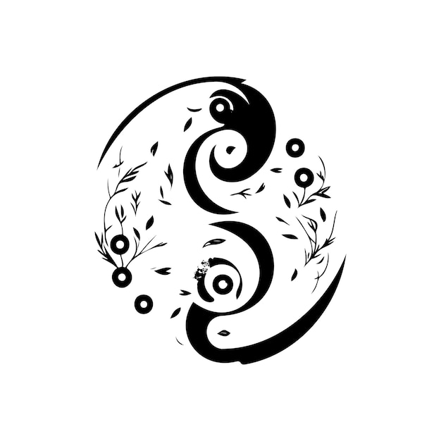 Vector yin yang icon hand draw black colour international yoga day logo vector element and symbol