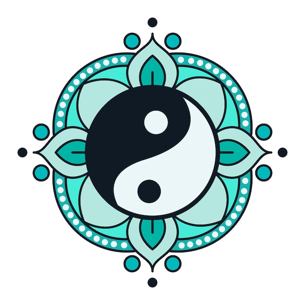 Yin Yang mandala colorful vector icon design Flat icon