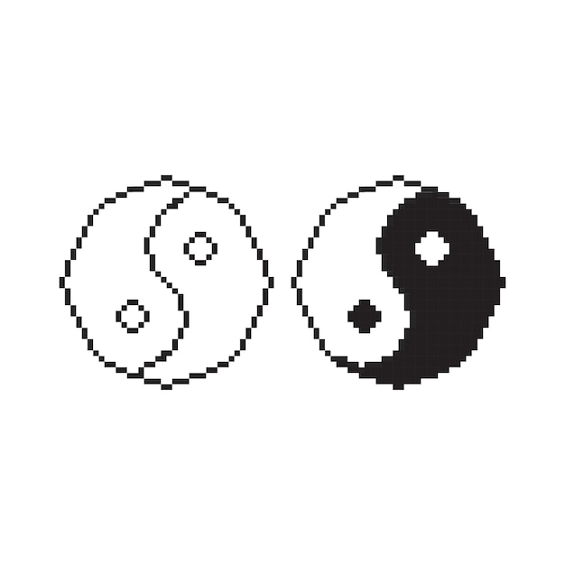 Yin and yang Pixel art 8 bit icon vector illustration