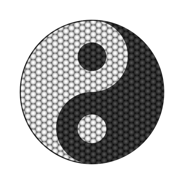 Vector yin yang sign with circles pattern