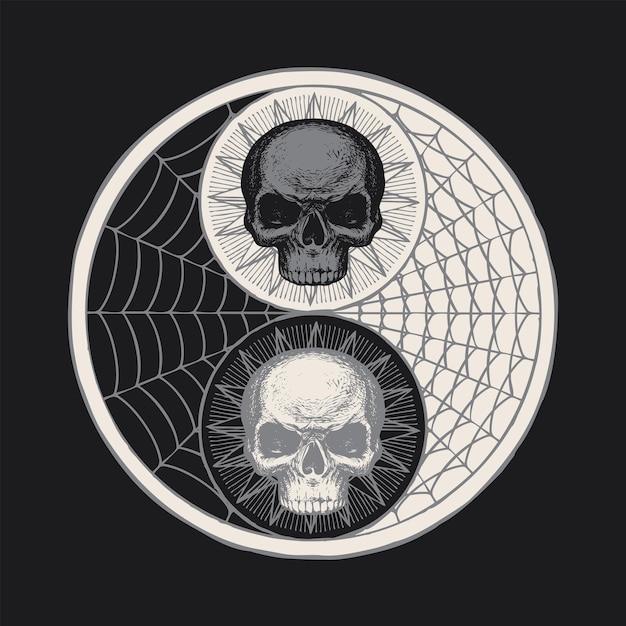 yin yang symbol with human skulls