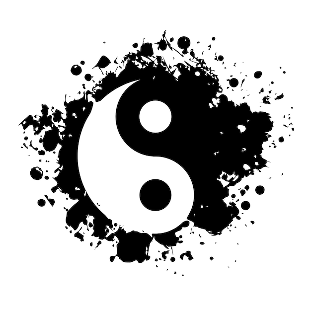 Vector yin yang symbool in de vorm van een geïsoleerde vlek een symbool van rust, balans en harmonie