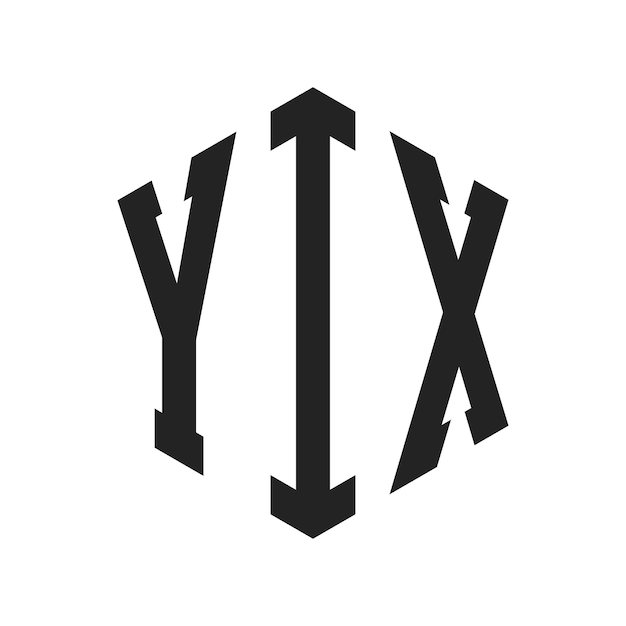 YIX ロゴデザイン イニシャルレター YIX モノグラム ロゴは六角形を使用しています