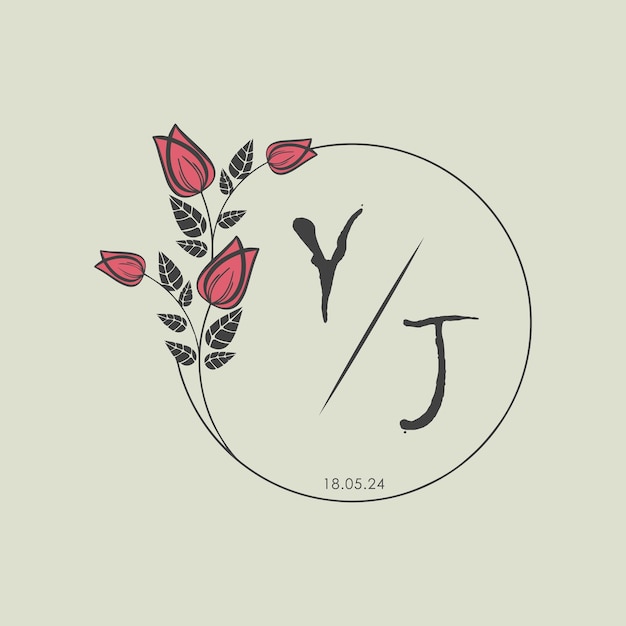 Vector yj initial monogram some rose circle wedding with creative design