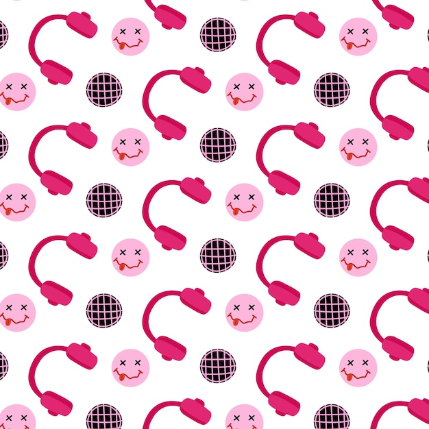 Yk pink seamless pattern in emo style emoji girly pattern