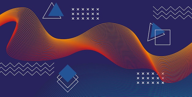 Yk stijl abstracte achtergrondontwerp met vreemde wireframes en grafische geometrische vormen in heldere