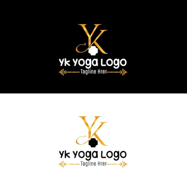 Vector yk yoga logo design