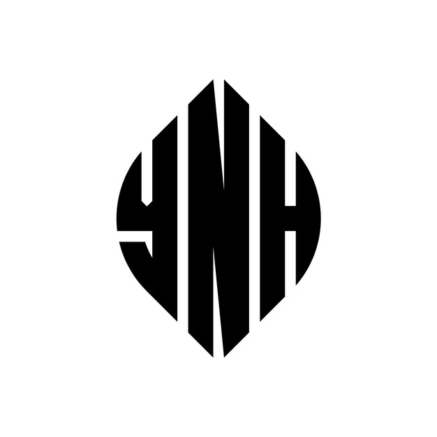 円の形状の YNH 文字のロゴデザイン