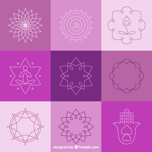 Vector yoga abstract badges and symbols