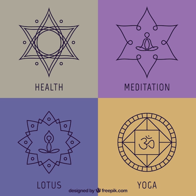 Vector yoga abstract emblems