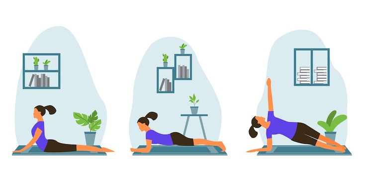 Vector yoga activity flat bundle design illustration