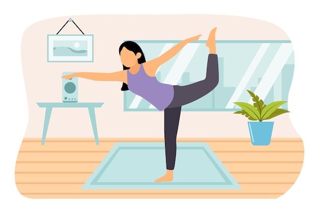 Illustrazione del design piatto dell'attività di yoga