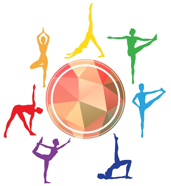 Yoga asana Silhouettes sport studio logo