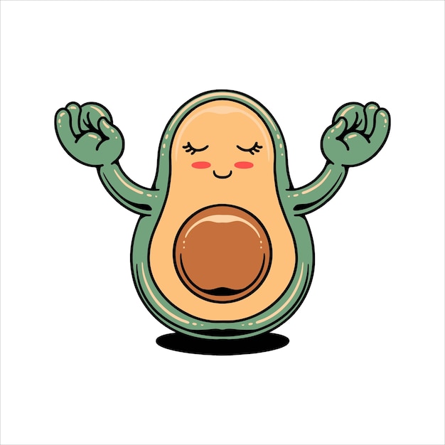 Yoga avocado cartoon vector ontwerp