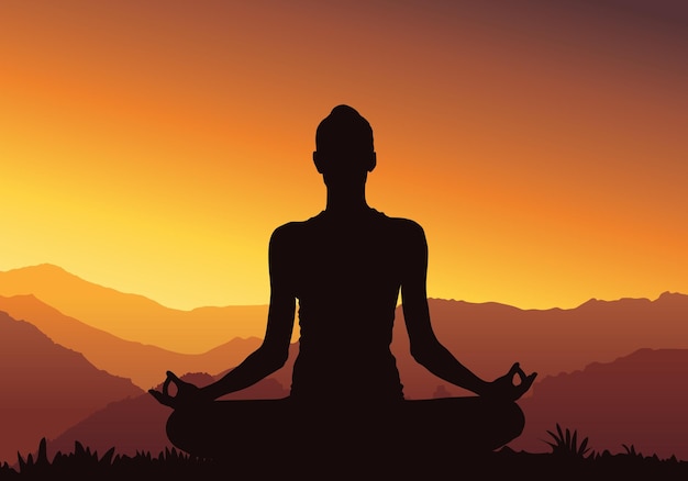 Yoga background silhouette Vector Illustration