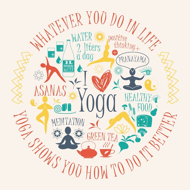 Vector yoga background with quote